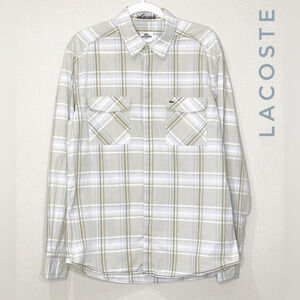 Lacoste Button Down Shirt Slim Fit Plaid Size 42